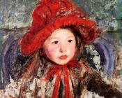 玛丽史帝文森卡萨特 - Little Girl in a Large Red Hat